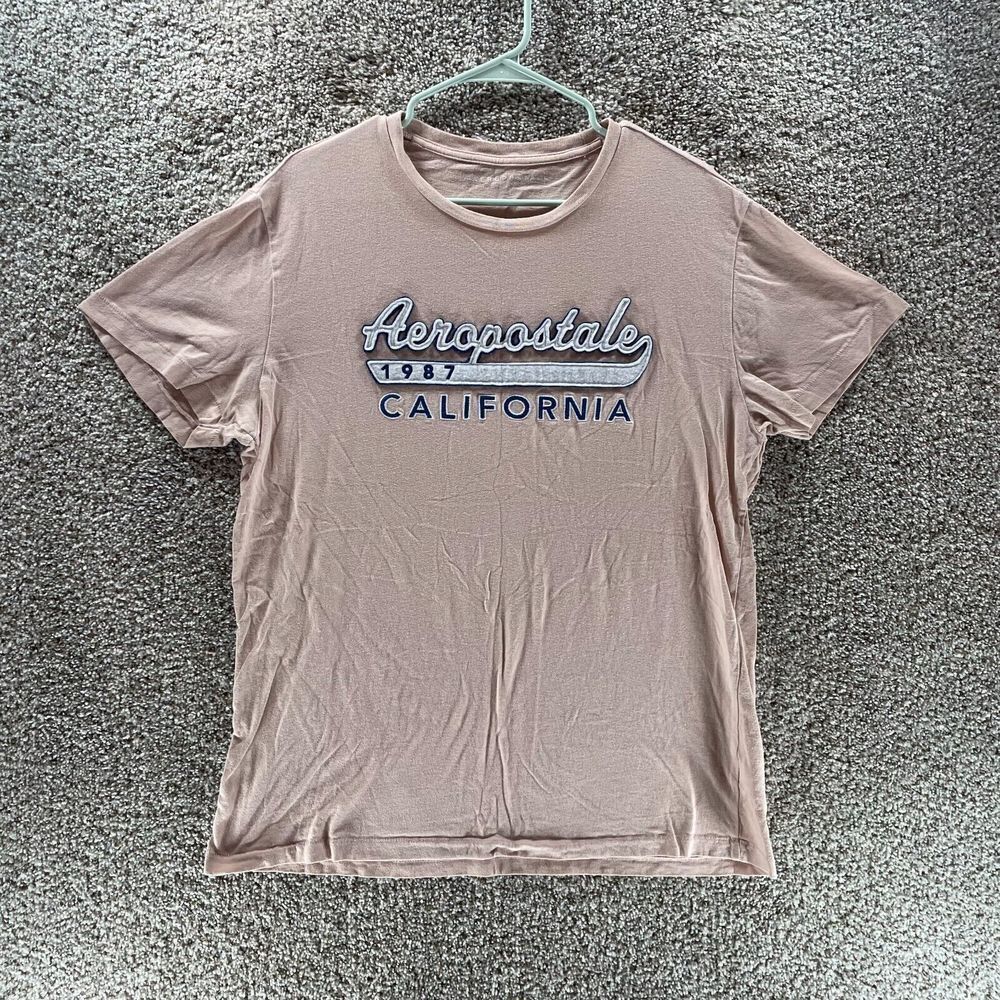 Aeropostale Shirt Mens Large Pink Embroidered Logo California Preppy Crew Neck‎
